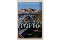 Blechschild Reise 20x30cm Porto Portugal Brücke...