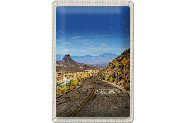 Blechschild Reise 20x30cm USA Route 66 US Straße Gebirge Urlaub