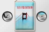 Blechschild Reise 20x30cm San Francisco Brücke Himmel blau
