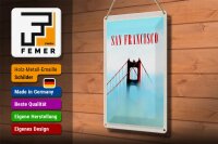 Blechschild Reise 20x30cm San Francisco Brücke Himmel blau