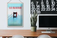 Blechschild Reise 20x30cm San Francisco Brücke Himmel blau