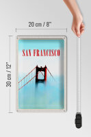 Blechschild Reise 20x30cm San Francisco Brücke Himmel blau