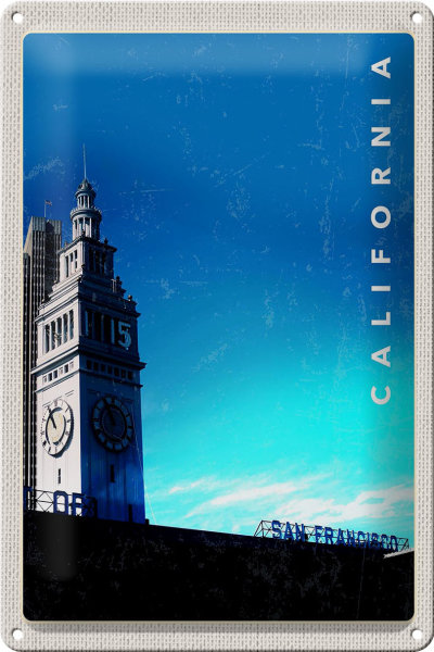 Blechschild Reise 20x30cm San Francisco Californien Uhr Turm