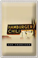 Blechschild Reise 20x30cm San Francisco Hamburger Chili...