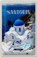 Blechschild Reise 20x30cm Santorini Greece Gebäude...