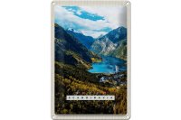 Blechschild Reise 20x30cm Skandinavien Natur Meer Gebirge...