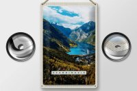 Blechschild Reise 20x30cm Skandinavien Natur Meer Gebirge Schiff