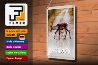 Blechschild Reise 20x30cm Skandinavien Hirsch Natur Weg Urlaub