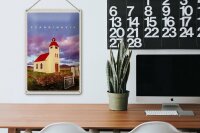 Blechschild Reise 20x30cm Skandinavien Haus rot Dach Wiese Natur