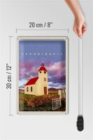 Blechschild Reise 20x30cm Skandinavien Haus rot Dach Wiese Natur