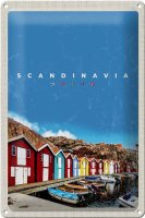 Blechschild Reise 20x30cm Skandinavien Boote Bootshaus Meer