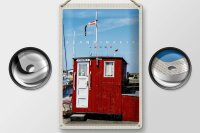 Blechschild Reise 20x30cm Skandinavien Meer Stromly rotes Haus