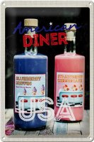 Blechschild Reise 20x30cm Amerika Diner Restaurant blau...