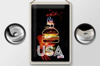 Blechschild Reise 20x30cm Amerika USA American Burger Gerichte