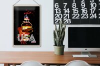 Blechschild Reise 20x30cm Amerika USA American Burger Gerichte