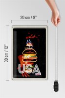 Blechschild Reise 20x30cm Amerika USA American Burger Gerichte