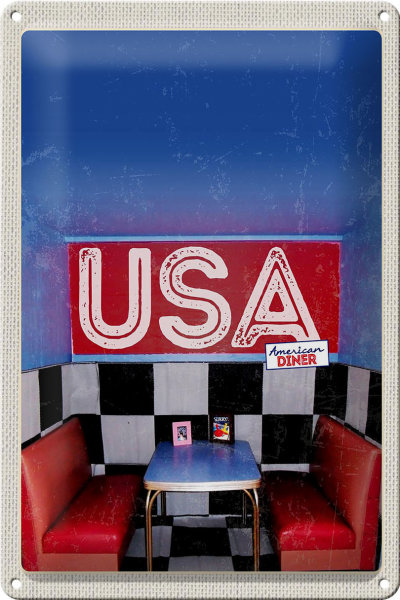 Blechschild Reise 20x30cm Amerika Diner Restaurant Fast Food
