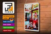 Blechschild Reise 20x30cm Amerika Diner Restaurant Musik Essen