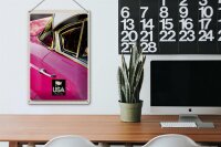 Blechschild Reise 20x30cm Amerika Oldtimer rosa silber Urlaub
