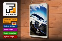 Blechschild Reise 20x30cm Amerika Oldtimer 90er silber Urlaub