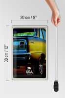 Blechschild Reise 20x30cm Amerika Oldtimer USA gelb Urlaub
