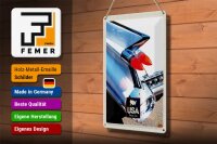 Blechschild Reise 20x30cm Amerika Oldtimer Lichter weiß