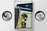 Blechschild Reise 20x30cm Amerika Oldtimer beige Lampe Urlaub