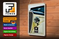 Blechschild Reise 20x30cm Amerika Oldtimer beige Lampe Urlaub