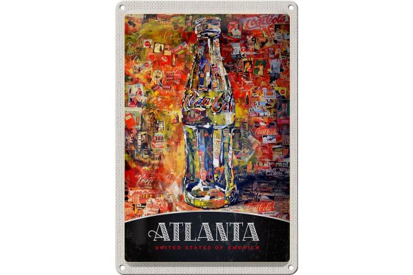 Blechschild Reise 20x30cm Atlanta Amerika Gemälde