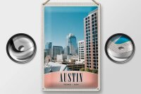 Blechschild Reise 20x30cm Austin Texas Amerika Hochhaus Gebäude