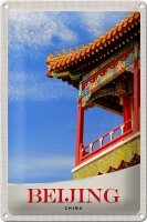 Blechschild Reise 20x30cm Beijing China Haus bunt...