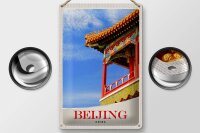 Blechschild Reise 20x30cm Beijing China Haus bunt traditionell