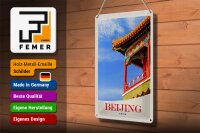 Blechschild Reise 20x30cm Beijing China Haus bunt traditionell