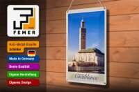 Blechschild Reise 20x30cm Casablanca Marokko Architektur Afrika