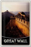 Blechschild Reise 20x30cm China Asien Chinesiche Mauer...
