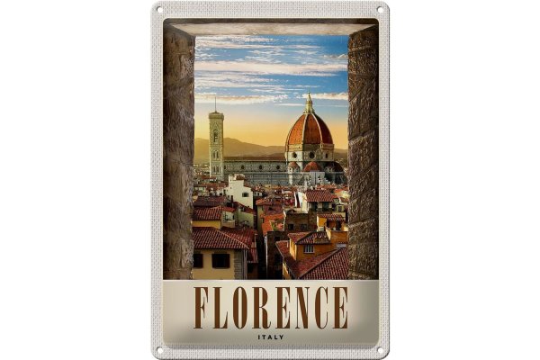 Blechschild Reise 20x30cm Florence Altstadt Kirche Architektur