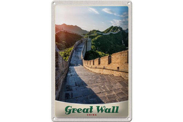 Blechschild Reise 20x30cm China Chinesische Mauer 500 m hoch