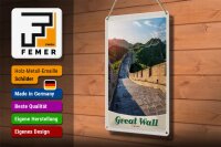 Blechschild Reise 20x30cm China Chinesische Mauer 500 m hoch