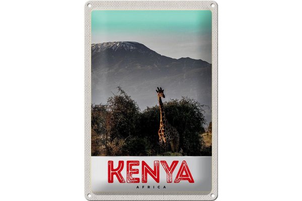 Blechschild Reise 20x30cm Kenia Ostafrika Giraffe Wildnis Natur