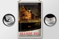 Blechschild Reise 20x30cm Hamburg Deutschland Brücke Kirche