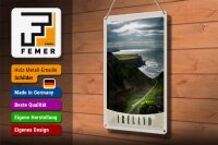 Blechschild Reise 20x30cm Irland Europa Wiese Gebirge Meer Natur