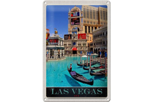Blechschild Reise 20x30cm Las Vegas Bootstour USA Casino Amerika