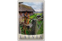 Blechschild Reise 20x30cm Lettland Natur Häuschen...