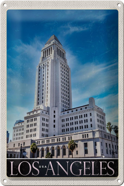 Blechschild Reise 20x30cm Los Angeles USA Amerika Hochhaus