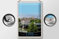 Blechschild Reise 20x30cm Lyon Brücke Frankreich Fluss Schloss