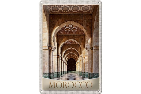 Blechschild Reise 20x30cm Marokko Afrika Medina Moschee Flur
