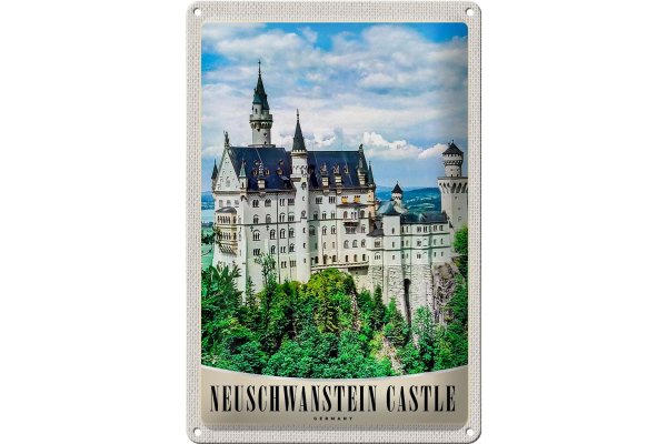 Blechschild Reise 20x30cm Neuschwanstein Schloss Architektur