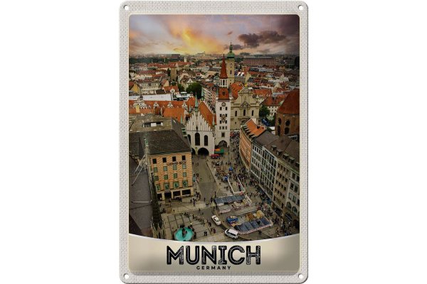 Blechschild Reise 20x30cm Ausblick auf München Deutschland