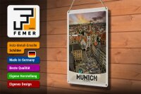 Blechschild Reise 20x30cm Ausblick auf München Deutschland