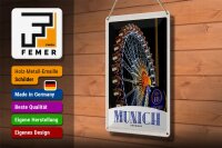 Blechschild Reise 20x30cm München Oktoberfest Riesenrad Kirmes